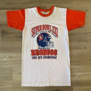 Vintage Denver Broncos 1986 AFC Champions Super Bowl Orange & White Size Large